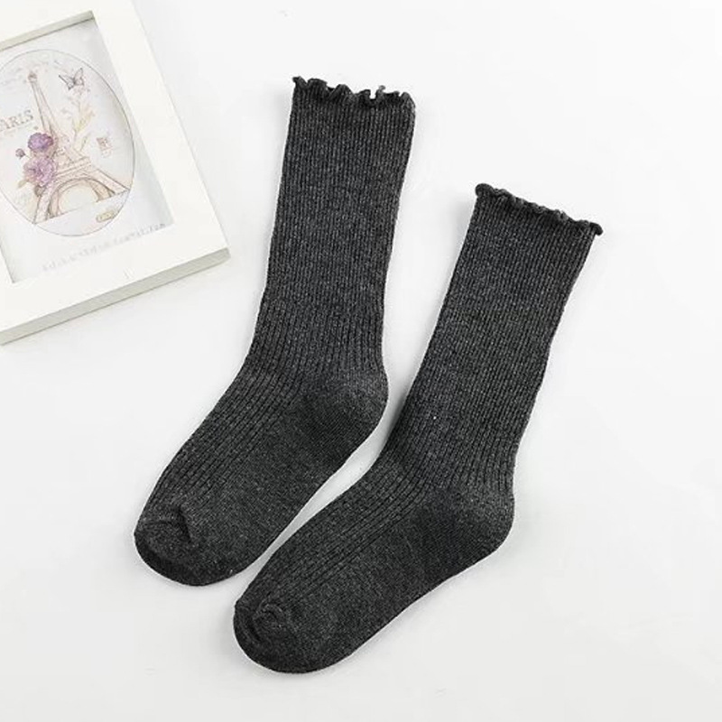 Solid Color Models Fall And Winter Candy Fungus Lace Bow In Tube Socks Cotton Baby Socks Children